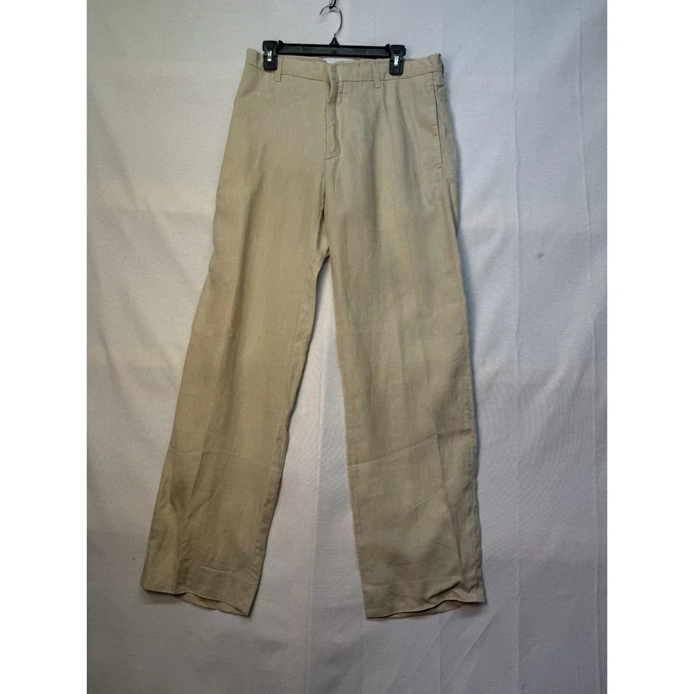 Banana Republic Men's Beige 100 %Linen Gavin Fit Chino Dress Pants 33x32